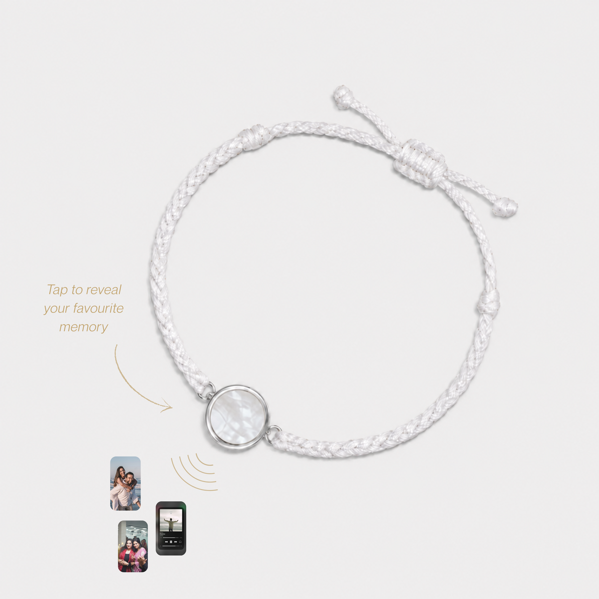 Classic Pearl White Rope Memory Tap Bracelet