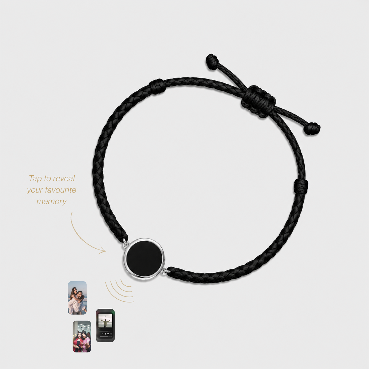Midnight Black Rope Memory Tap Bracelet