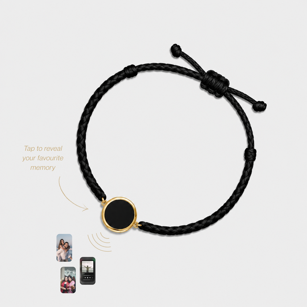 Midnight Black Rope Memory Tap Bracelet